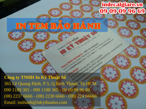 In tem bảo hành giá rẻ tại Công ty TNHH In Kỹ Thuật Số - Digital Printing